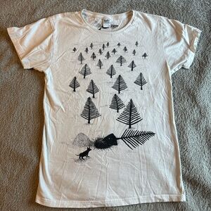 Threadless T-Shirt with Forest Fishbone Graphic in White and Black